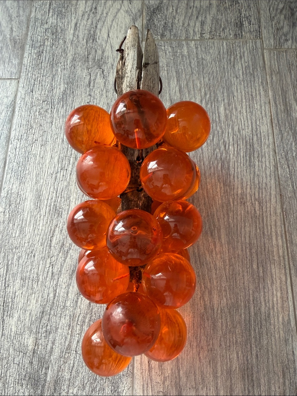 Vintage Collectable Orange Lucite Grape Cluster Decorative Accent